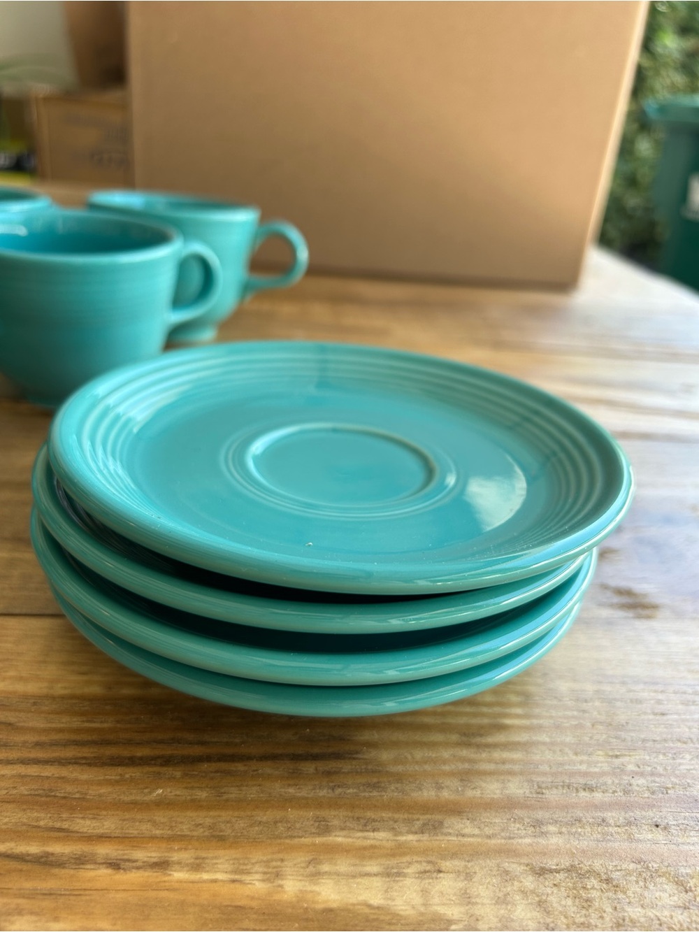 Fiestaware Turquoise Ceramic Saucers- Set of 4